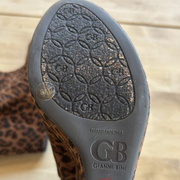 GIANNI BINI Womens Size 8M Leopard Suede Slouch Ankle Platform Wedge Bootie Read - Picture 5 of 11